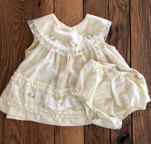 baby girl Starting Out Knee Length dress Sz 9 mo yellow embroidered lace - Picture 1 of 5