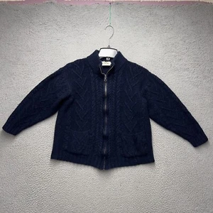Saol Ireland Wool Sweater Youth Boys Medium Blue Full Zip Cable Knit Jumper - Picture 1 of 11
