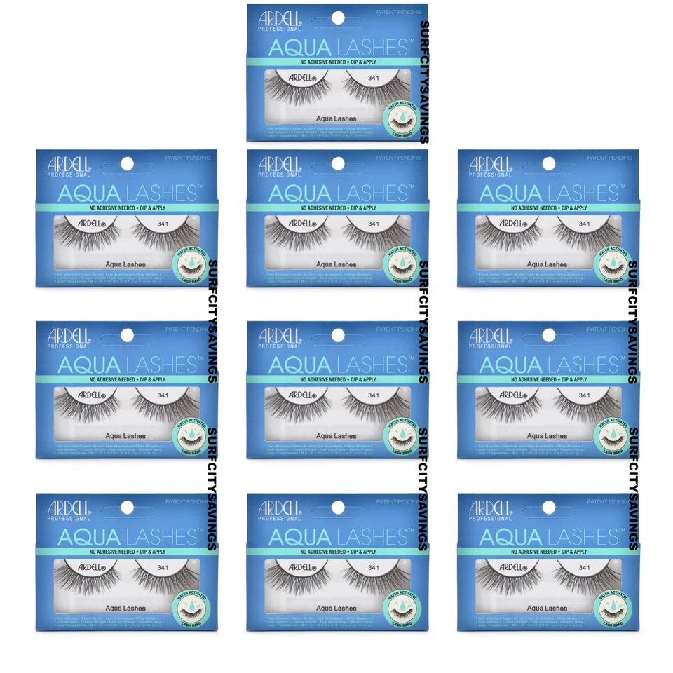 10 PACK Ardell Aqua Strip Lashes, 341 Black NO adhesive needed Fast Shipping - Image 1 of 2