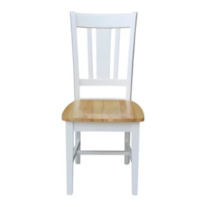 San Remo Solid Wood Splatback Chair in White/Natural- Set of 2 - Picture 1 of 11