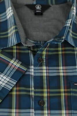 Volcom Men's Jade White & Yellow Plaid Cotton Casual Skate Shirt XL XLarge - Image 1 of 4