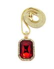 Hip Hop Iced Cubic Zirconia Colorful Gemstone Pendant & 24" Box Chain Necklace