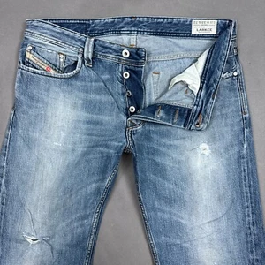 Diesel Jeans Men 33x32 Blue Larkee Distressed Faded Denim Pant 0RZK8 Ins Altered - Picture 1 of 22