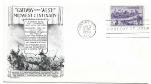 1950 FDC, KANSAS CITY CENTENARY, ARISTOCRATS - Picture 1 of 1