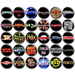80s Glam Metal Hard Rock 2.25" Pinback Buttons Retro Music Hair Bands, 30 Pins - Picture 1 of 4