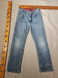 Levis Jeans Youth Boys Sz 6 Blue Denim Casual Stretch Western Whisker Fade Pants - Picture 1 of 13