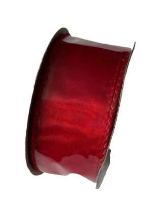 NWT Red 1 Inch Wired Crafting Ribbon Sheen Finish Decorative Festive - Image 1 of 3