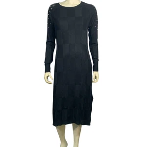 Miss Patina London OSFM Baskerville Tunic Sweater Dress Pearl Details Knit Black - Picture 1 of 12