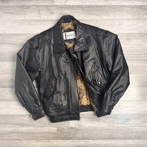 Chaqueta Bomber De Colección Años 90 Cuero Talla Grande Negra Estilo Aviador Guy Loren - Imagen 1 de 8