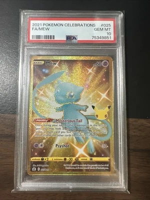 PSA 10 Gem Mint Pokemon 2021 Mew Secret Rare Celebrations Gold #25 025/025  - Image 1 of 2