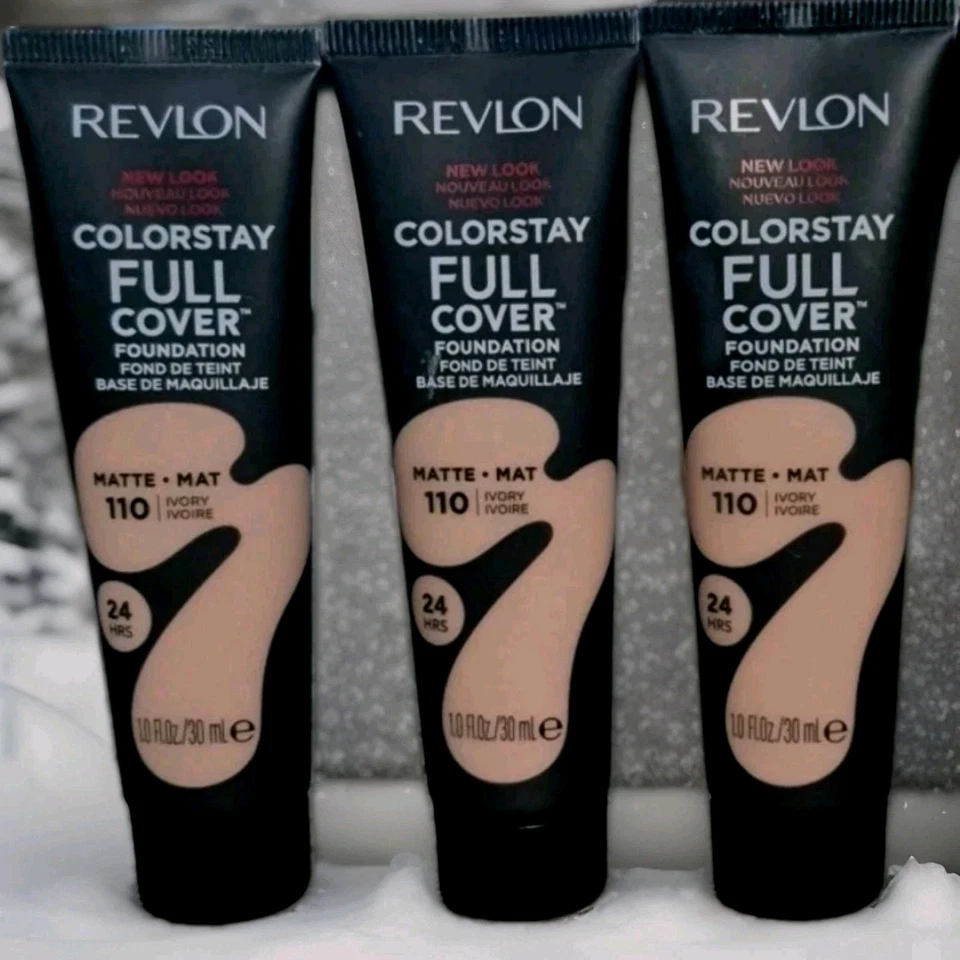 3X Revlon ColorStay Full Cover Matte Foundation 24 HRS 110 Ivory 1 oz. each New - Image 1 of 1