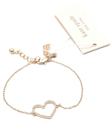 Kate Spade New York Scrunched Scallops Pave Heart Bracelet Rose Goldtone New! - Image 1 of 3