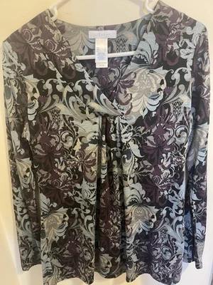 Nuevo sin etiquetas Top túnica tejida manga larga estampado abstracto colorido para mujer, talla pequeña Foto 1 de 4