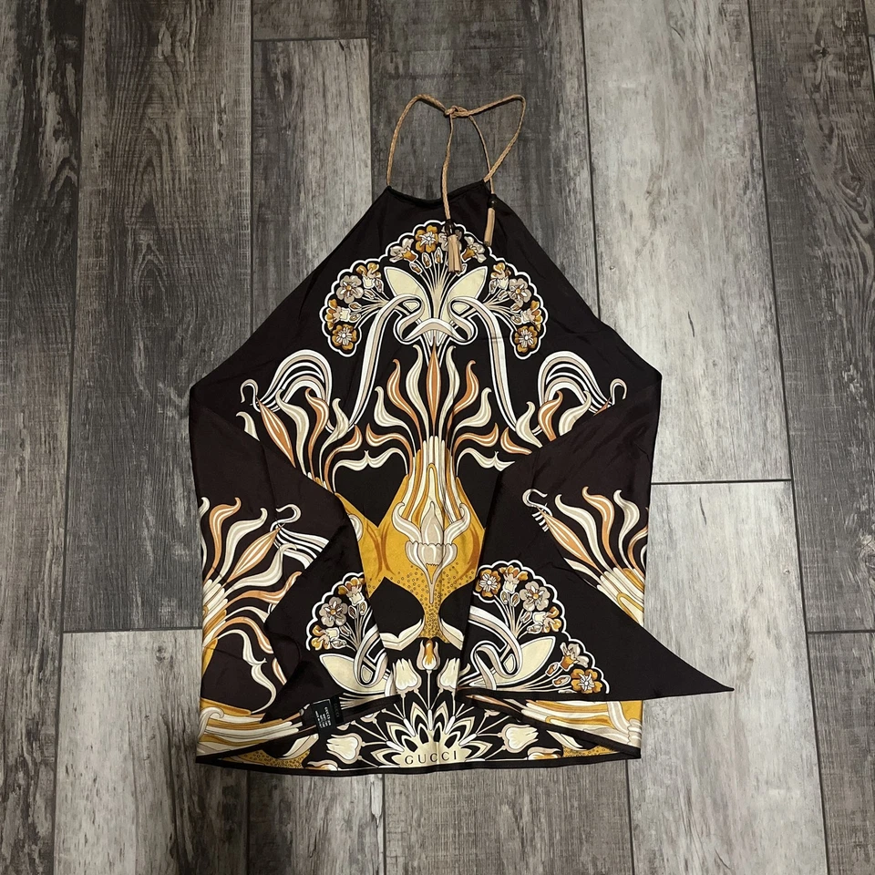 古驰女式花卉丝绸围巾吊带上衣衬衫黎巴嫩 — 第 1/1 张图片