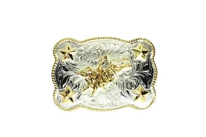 Crumrine Western Belt Buckle Kids Youth Bullrider Silver Gold C1059002 - Picture 1 of 1