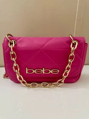 Bebe Crossbody Bag Hot Pink gold Handbag golden chain Purse New Without Tags - Image 1 of 4
