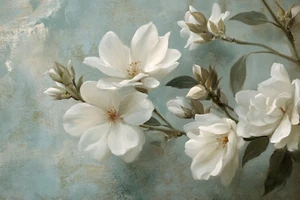 Abstract White Flowers Oil Painting Wall Art Print Canvas Artprint Home Decor - Picture 1 of 1