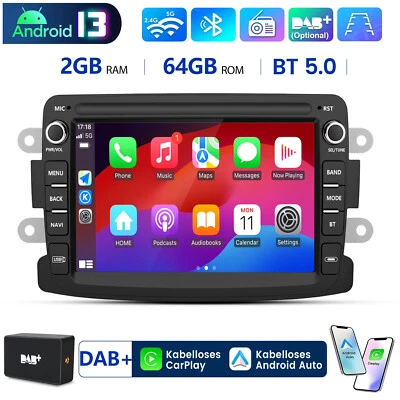 2+64GB Carplay Android13 Autoradio Für Renault Dacia Duster Sandero Lada SWC DAB - Bild 1 von 4