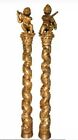 ANTIQUE 17th C. SOLOMONIC PAIR of BAROQUE 10' COLUMNS TOPPED BY MUSICAL ANGELS ,