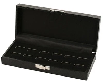 12 Ring Display Case Box Wide Slot or Holds 6 Pairs Cuff Links Display Case Box - Image 1 of 2
