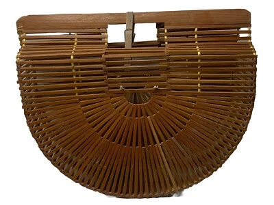 De Colección Hecho a Mano Bambú Pizarra Cartera Semi Círculo Playa Bolso de Mano Jaula para Pájaros Bolso sin asas Foto 1 de 4