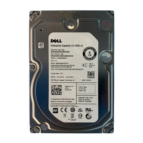 DELL/SEAGATE NWCCG ST6000NM0034 6TB 7.2K SAS 3.5" HDD HARD DRIVE - Image 1 of 1