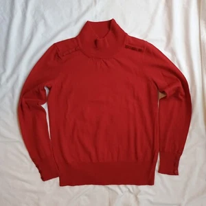 Carole Little maglione lana merino donna M finto collo maglia bottoni italiani rosso - Foto 1 di 5