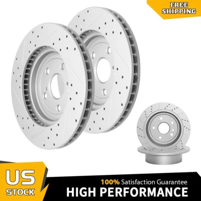 Front & Rear Drilled Disc Brake Rotors For Toyota Highlander Lexus RX330 RX400h Foto 1 de 4