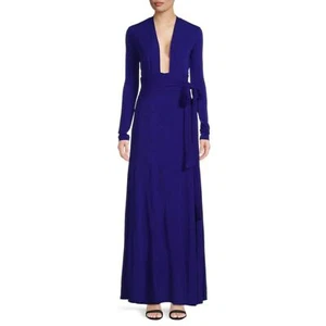 NWT Reiss Bailey Plunge Wrap Maxi Dress in Cobalt Blue Women's Size 4 - Picture 1 of 13