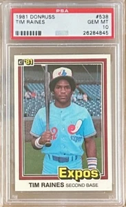 1981 Donruss TIM RAINES #538 PSA 10 RC - Picture 1 of 2