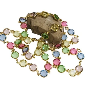 Open Back Bezel Set Pastel Multicoloured Round Faceted Austrian Crystal Gold 36” - Bild 1 von 10