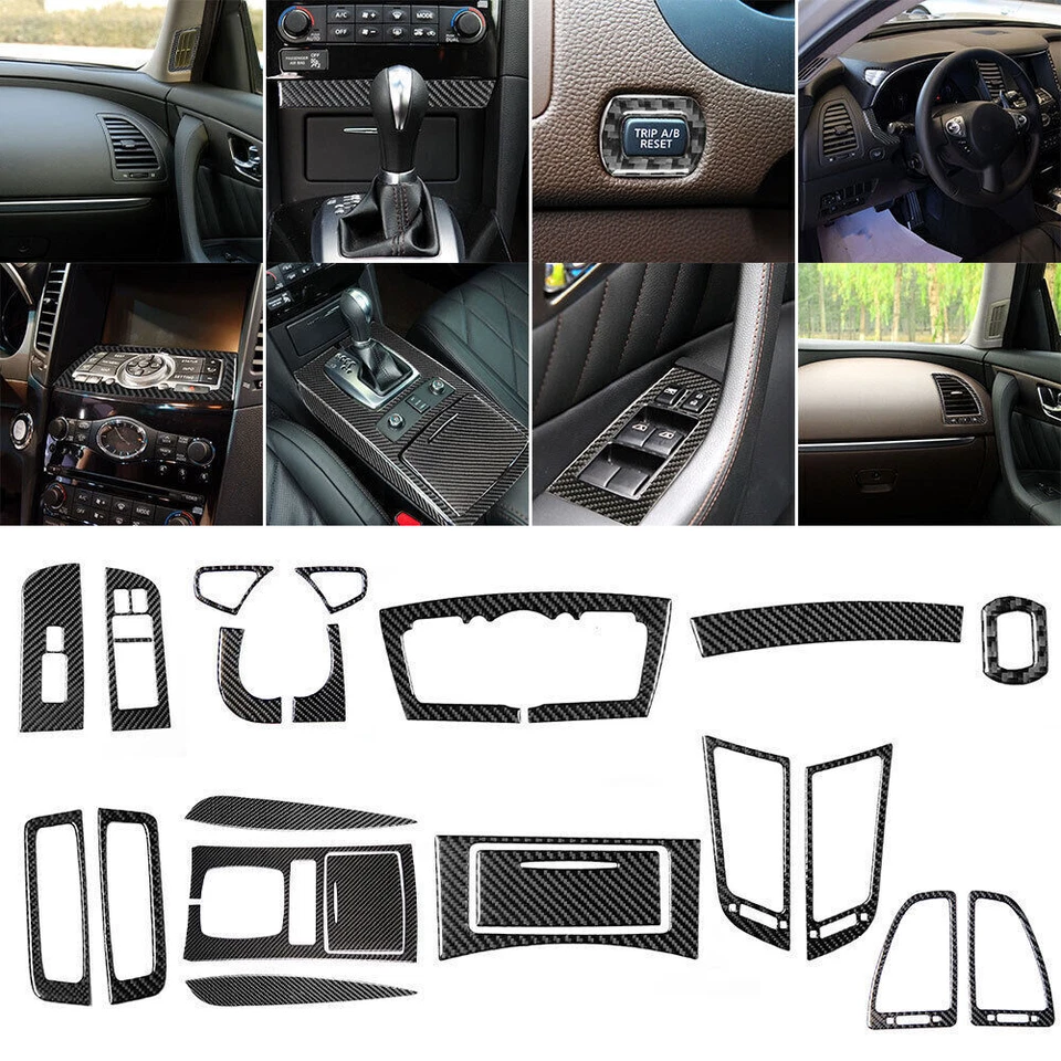 Kit de cubierta interior completo de fibra de carbono para Infiniti FX35/37/50 QX70 22 piezas Foto 1 de 4