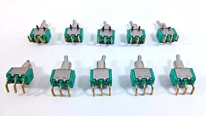 10 Pcs Toogle Switch Miniature 2 Pos ON/ON 3 Pin Latching Gold Plated Contacts - Picture 1 of 6