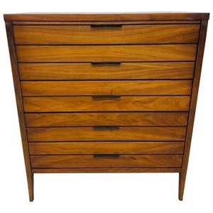 Mid-Century Modern Lane Tuxedo Walnut High Chest - Picture 1 of 7
