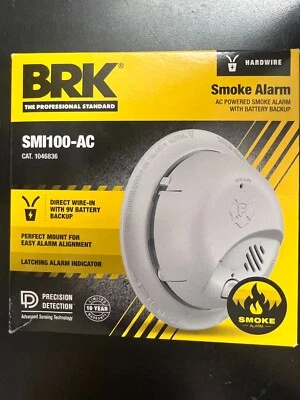 BRK cableado duro con batería de respaldo SMI100-AC ionización alarma de humo O3 2639 Foto 1 de 4