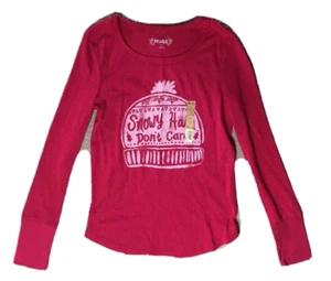 Mudd Girl's "Snow Hair Don't Care" Red Thermal Shirt - Size 10 - NEW $24 - Picture 1 of 2