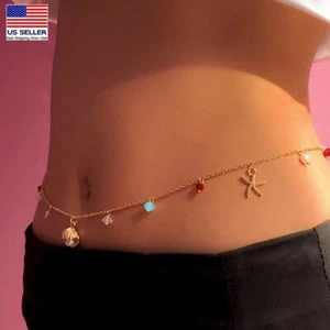 Moda Mujeres Cintura Vientre Joyería Cadena Estrella de mar Cáscara Perla Cuentas Coloridas 0368 - Imagen 1 de 6