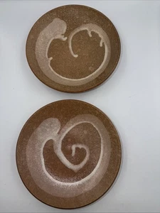 Vintage Japan Arita Dinner Plates Red Stoneware Hand Thrown Asian Script  Signed - Picture 1 of 9