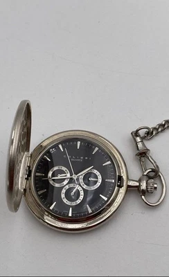 Colibri Mens Silver Tone Black Dial Dad Analog Round Quartz Pocket Watch - Image 1 of 4