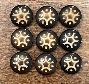 Vintage Set of 9 Carved Vegetable Ivory Buttons - 7/16" (JK9) - Picture 1 of 8