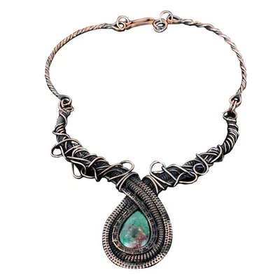 Oferta del Día de las Hijas Cuprita Crisocola Piedras Preciosas Cadena Collar Joyería Cobre Foto 1 de 4