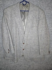 Giacca sportiva blazer uomo Harris tweed taglia 44L spina di pesce casual lana grigio - Foto 1 di 10