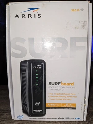 ARRIS SURFboard SBG10 DOCSIS 3.0 16 x 4 Gigabit Cable Modem/AC1600 Wi-Fi Router  - Image 1 of 4