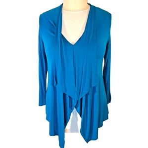 Sunny Leigh Tunika Top Bluse Damen M/L/XL türkis blau V-Ausschnitt Cascade Front - Bild 1 von 15