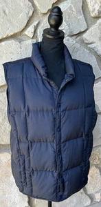 LANDS' END Mens Down Insulated Vest Medium Black Snap Front Excellent Condition - Picture 1 of 7