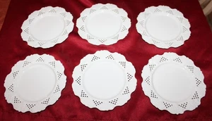 6 Basic Porcelain Home Essentials Dessert Plates Lattice 6 1/4" Grape Vine White - Picture 1 of 4