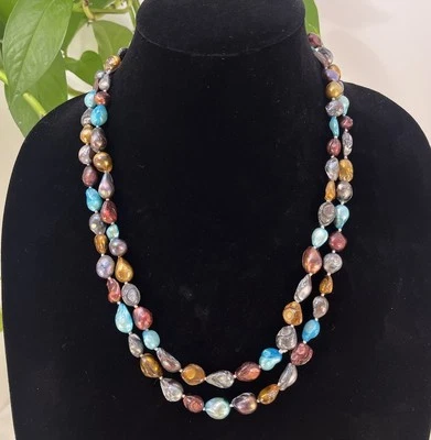 "Collar 45"" largo azul, bronce, granate, gris" Foto 1 de 4