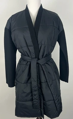 *NUEVO CON ETIQUETAS* Abrigo de coche Eileen Fisher de nailon reciclado hinchado/lana hervida - XS, negro Foto 1 de 4