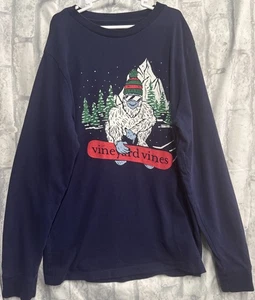 Vineyard Vines Long Sleeve Yeti Blue Shirt Size  Small Youth - Picture 1 of 4
