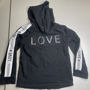 More Than Magic girls LOVE patch black pullover hoodie top S (6/6x) - Picture 1 of 7